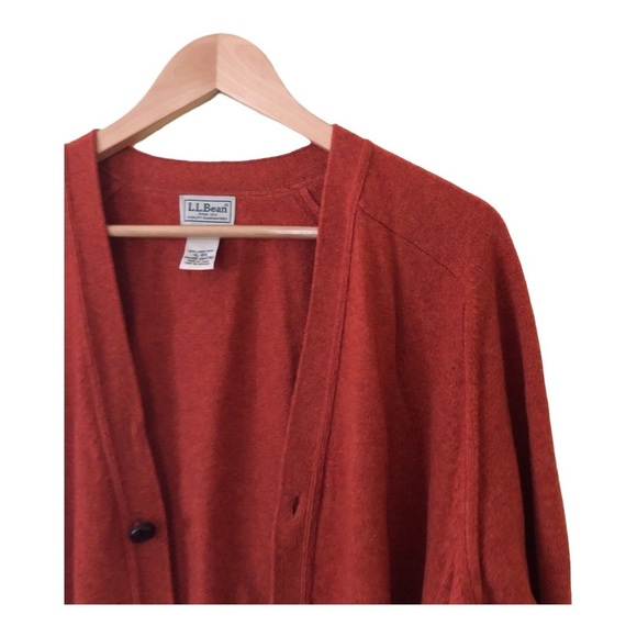 L.L. Bean 100% Lambs Wool Button Down Cardigan Sweater Women's Size XL Orange - Picture 2 of 5